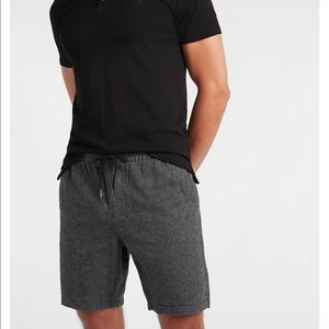 Express mens medium solid linen blend short